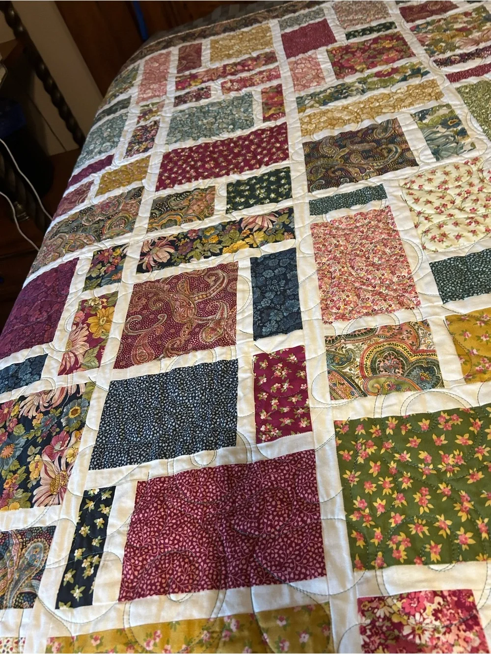ONE OF A KIND - HANDCRAFTED Paisy &  Floral Quilt - Multicolor